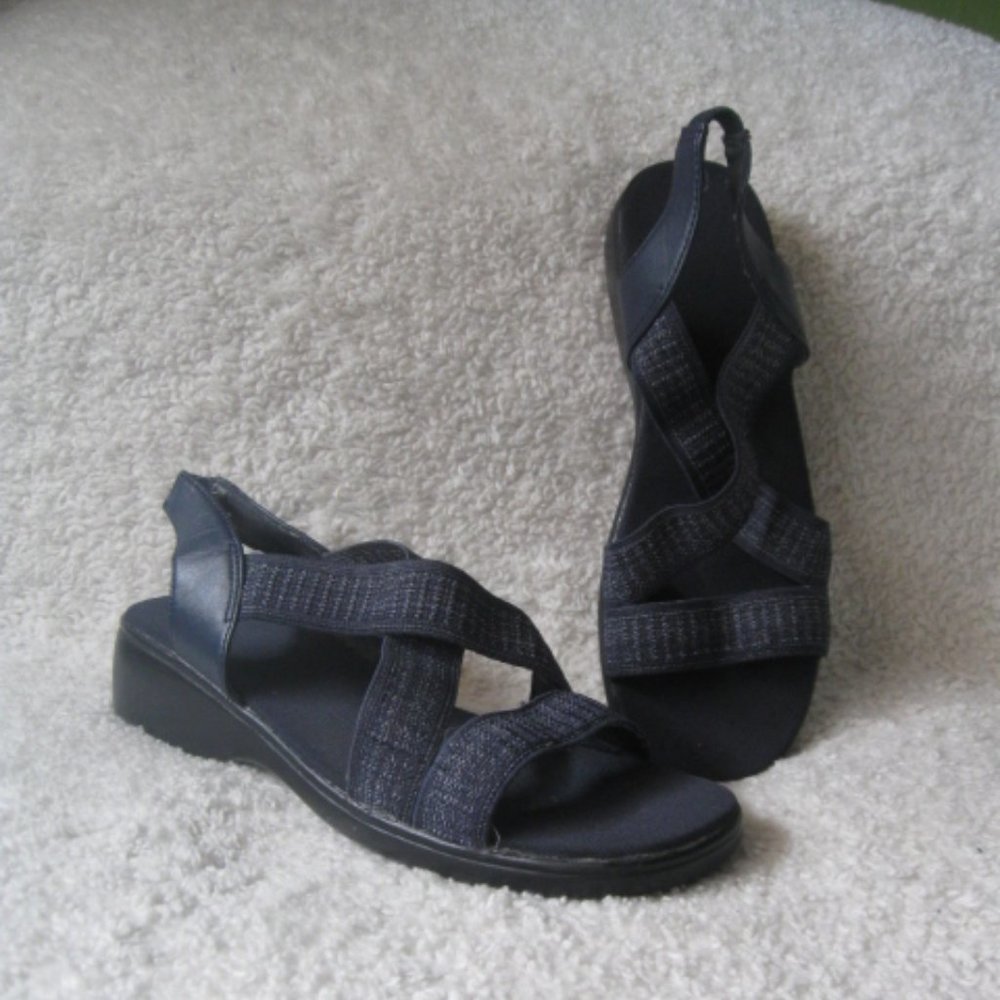 Avon Blue Stretchy Wedge Heel Sandals